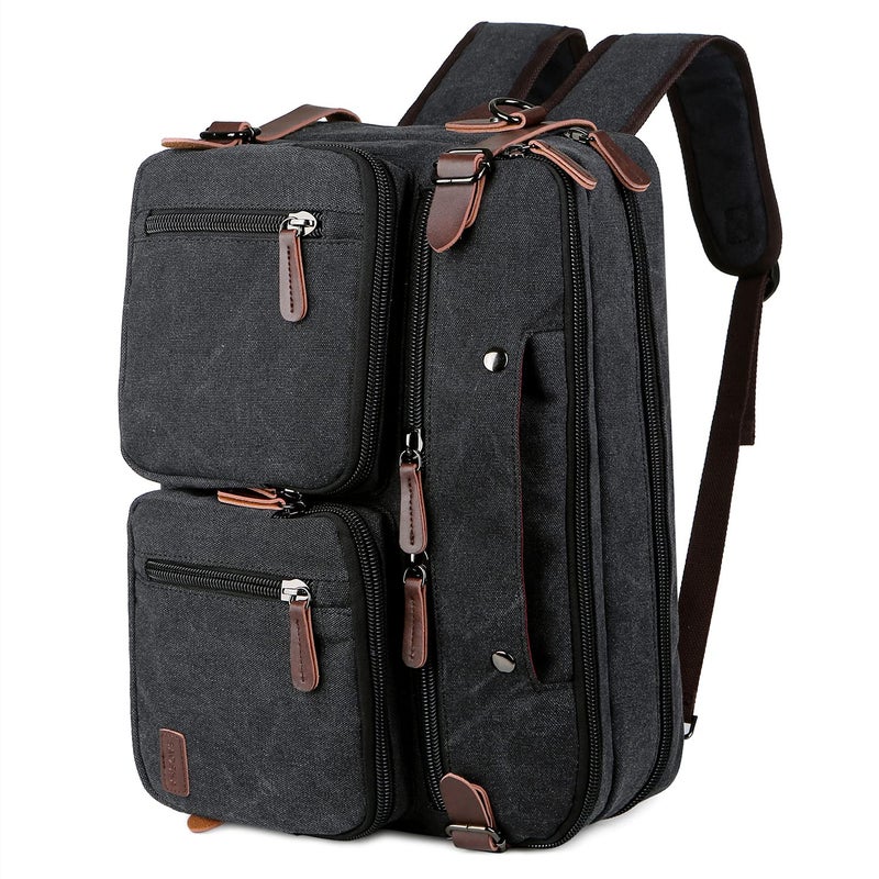 Baosha Convertible Briefcase Backpack 17 Inch Laptop Bag Case Business Briefcase HB-22 (Black-Grey Mixed) - Image 1